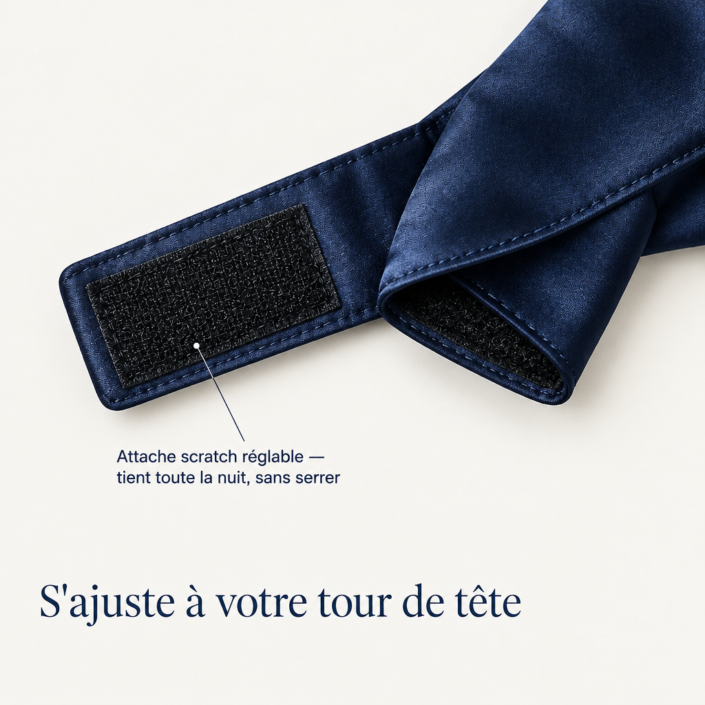 Attache scratch réglable du masque Solia : s'ajuste à votre tour de tête